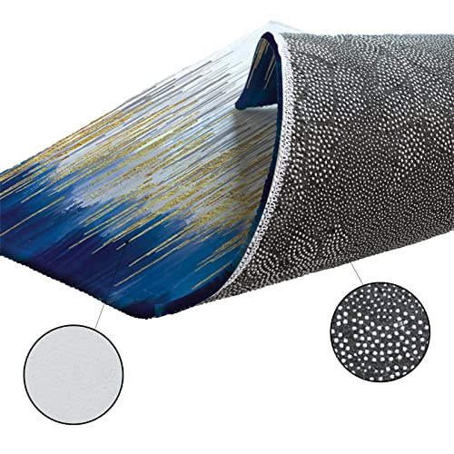 Blue Yellow Grey Area Rug For Bed Room, 5' X 8' Indoor Accent Rugs Non-Skid Kitchen Runner, Abstract Art Color Painting Bathroom Rugs Modern Floor Mats Washable Throw Carpet For Living Room #TOP6