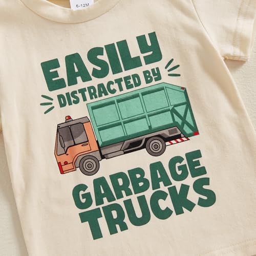 Toddler Baby Boy Garbage Truck Short Sleeve T-Shirt Tops Shorts Set Trash Day Truck Driver Outfit 2Pcs Summer Clothes3