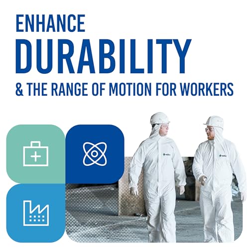 image for Medtecs Hazmat Suits - 6 Sizes Options - Disposable Coveralls Suit, Me