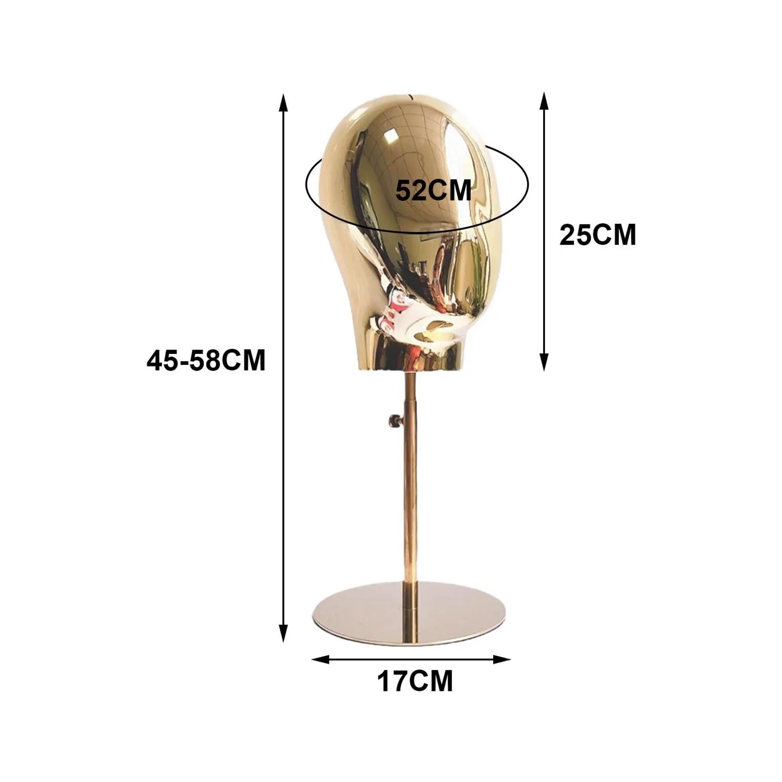 Mannequin Head Model Hairpieces Display Stand Height 45-58cm For Business Hairdresser Training Beginner Stylist Personal Use(Silver)