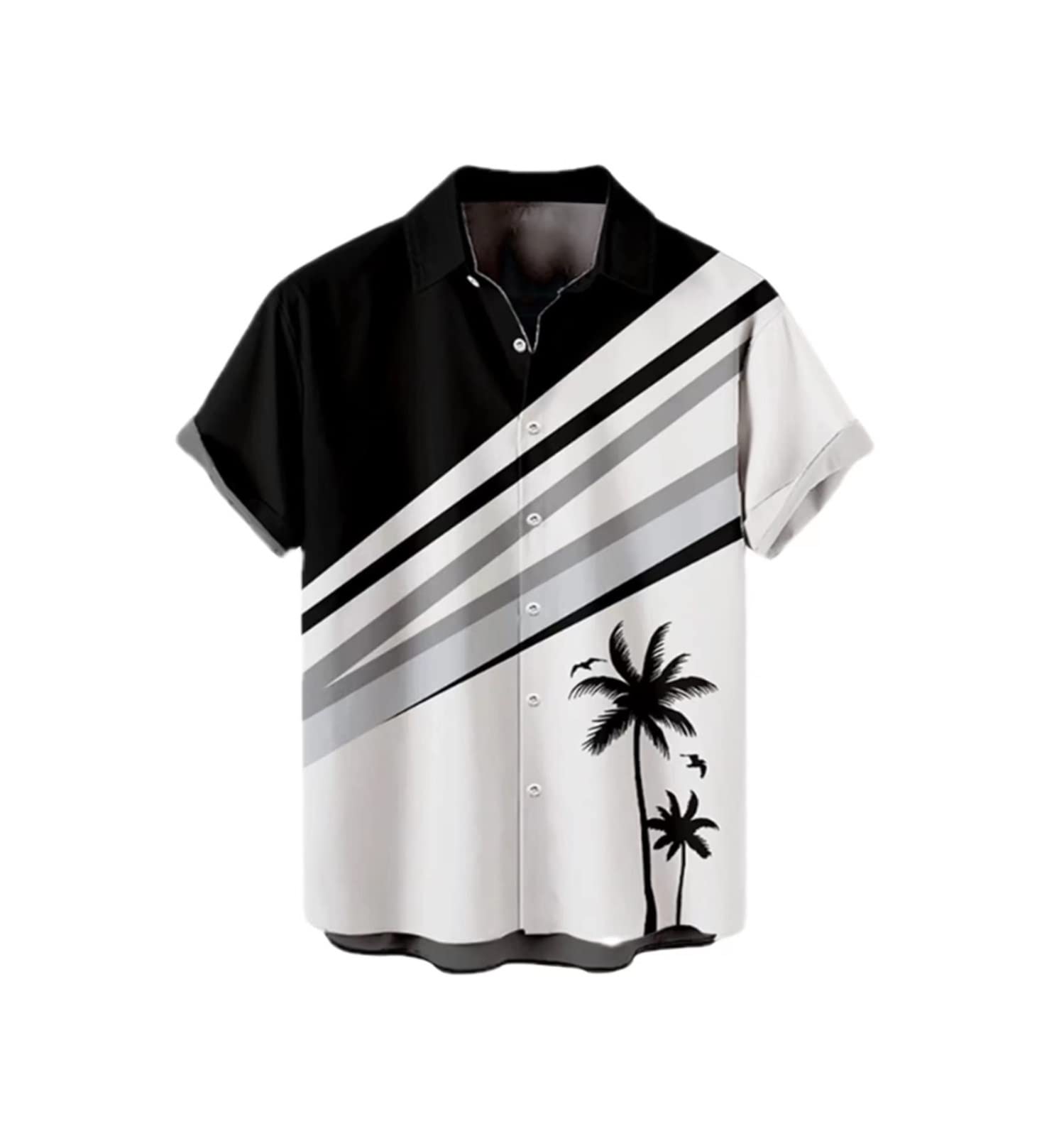 WEITING Chemise Tendance pour Homme Motif Floral Décontractée Boutonnée pour Les Vacances sans Danger pour La Peau pour Homme Chemise Manche Courte Homme (Color : Black, Size : S)