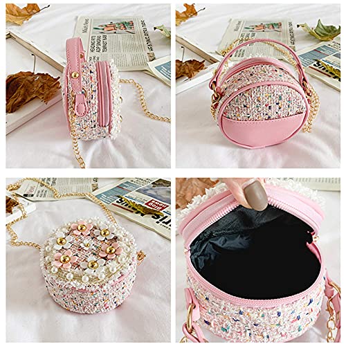 forwe little girls toddler crossbody purse with pearl flowers mini cute princess handbags shoulder chain bag
