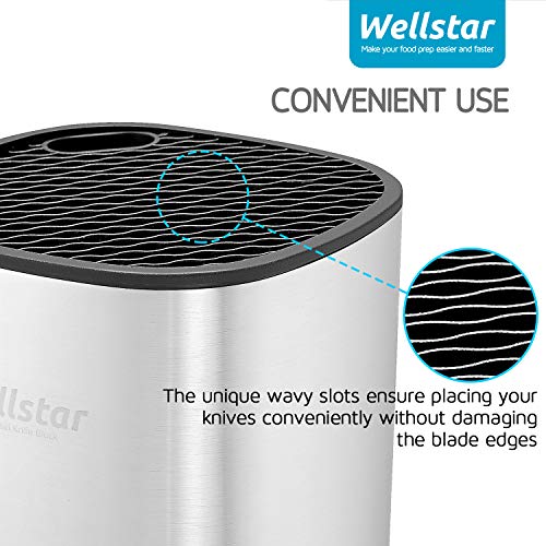 Wellstar Universal Knife Block Holder, Stainless Steel Knife Stand Without Knives, Safe Space Saver Large Volume Stable Knife Storage With Scissors Slot, Detachable For Easy Cleaning - Square #TOP5