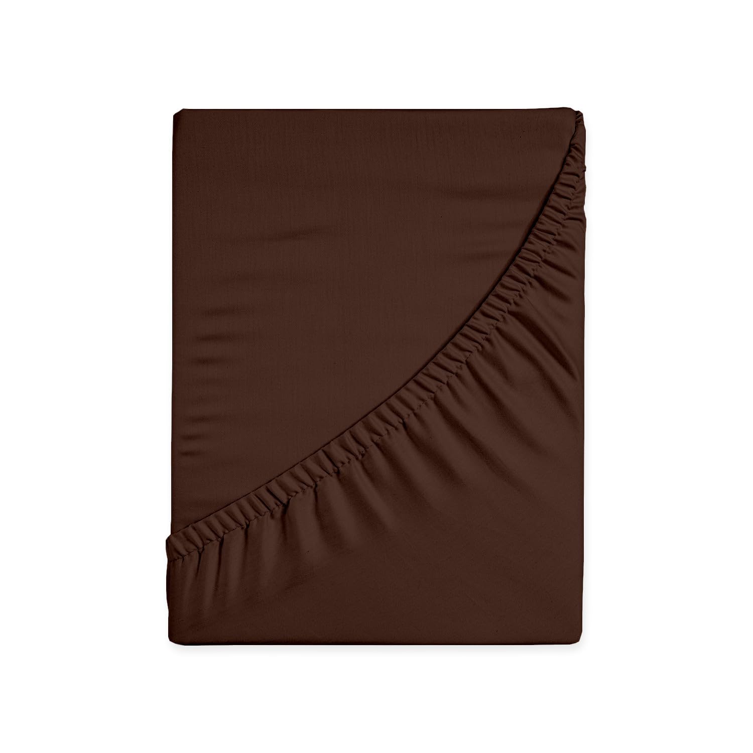 HUNTER BEDDING Pure 100% Cotton Double Fitted sheet 400 Thread Count Long Staple Cotton 1PC Fitted Sheet 140x200 cm,Sateen Weave 40cm Deep Fitted Sheets (Chocolate) โ image 1