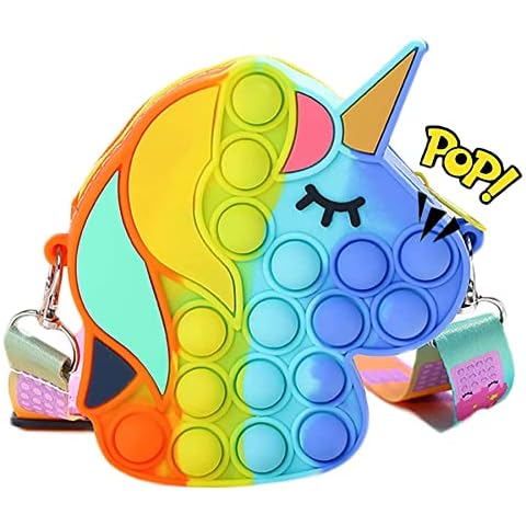 Homorro Mini Pop Rainbow Easter Gift Bag Fidget Toys For Girls Unicorn Handbag Keyring Pack Push Packs Bubble Bags Keychain Cover