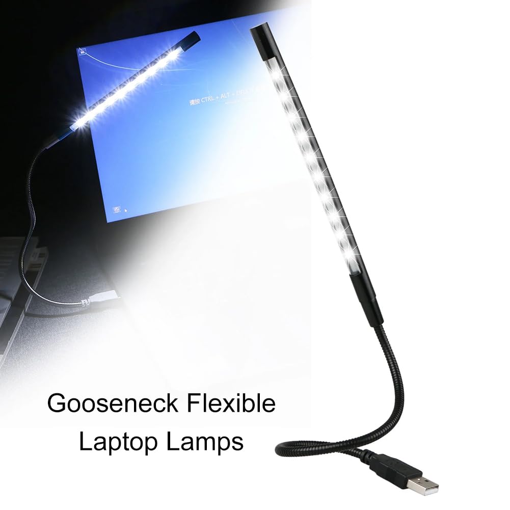 Cerioll Lampada LED USB Flessibile, 1 Pezzi Lampada LED USB Per Tastiera Computer, Luce da Lettura, Collo D'Oca Flessibile, Per Tastiera per Computer Portatile (Nero)