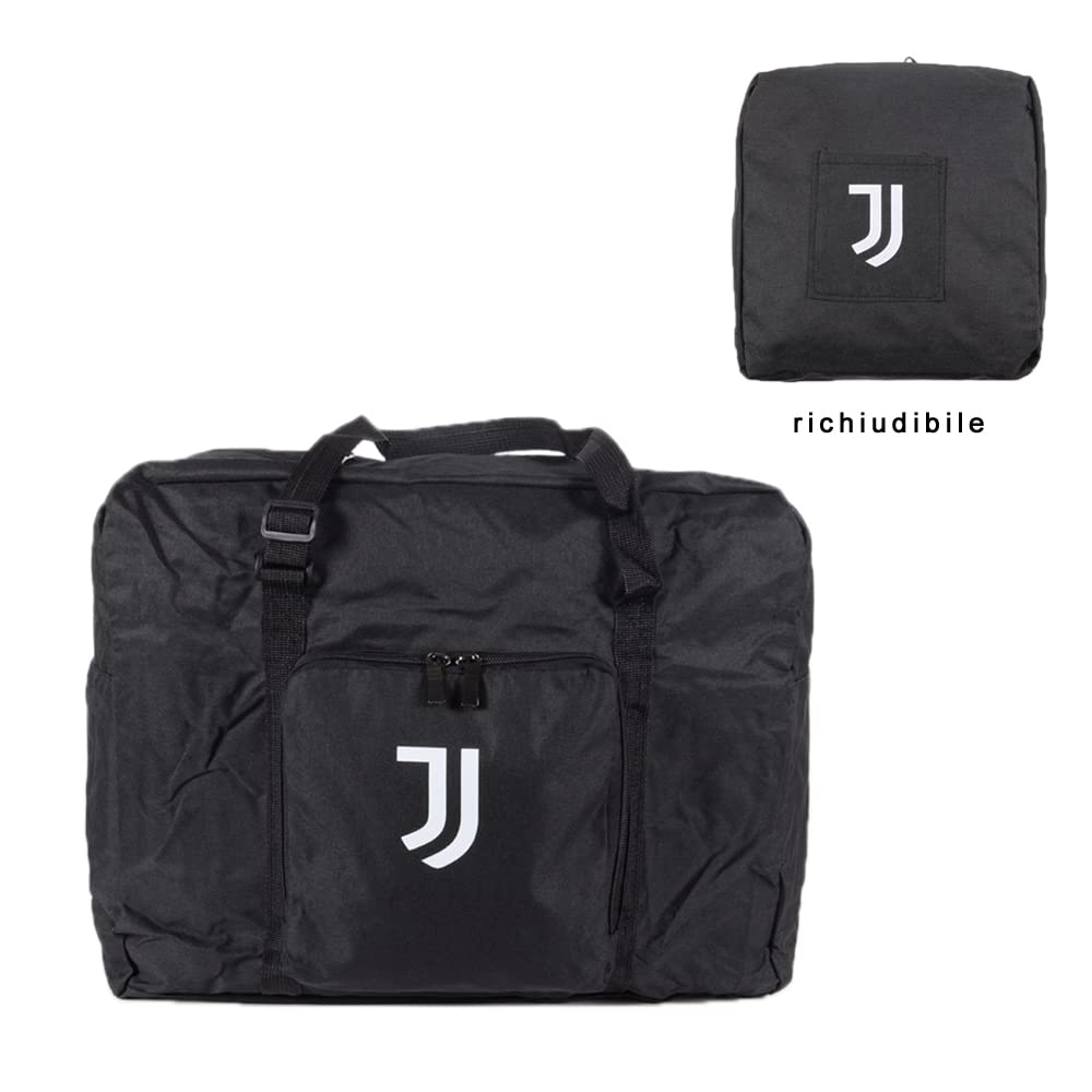Bolsa de Viaje Plegable Producto Oficial Juventus, Negro, Bolsa Plegable para Guardar en la Maleta y Usar Cuando Sea Necesario