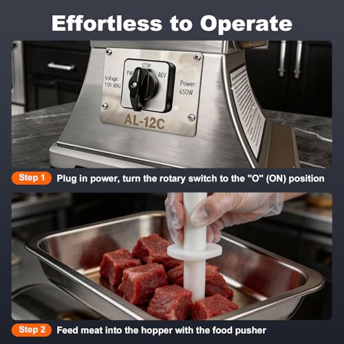CHEF KEY Commercial Meat Grinder Stainless Steel Electric Meat Mincer #12C by CHEF KEY - Used condition - Image 7