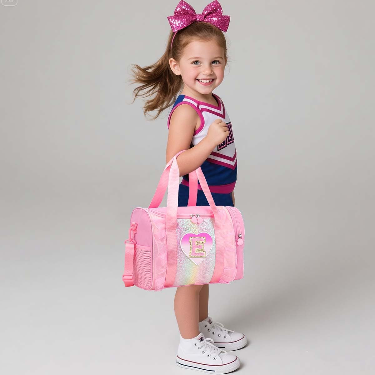 Personalized Monogram Dance Bag for Girls - 3-6 Years duffle bag for Kids Lightweight Water Resistant Oxford Backpack for Ballet Cheerleading Sleepovers Gymnastics Pink N
