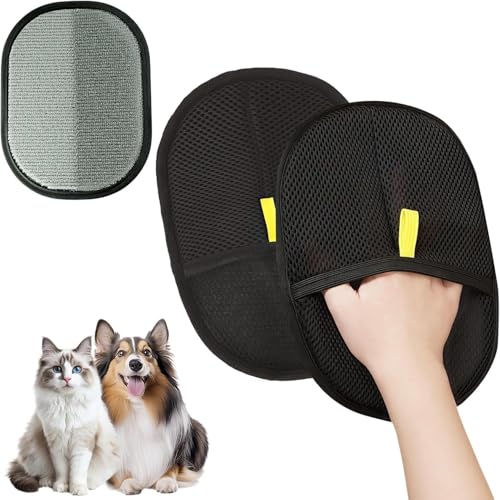 Halı, Kedi Köpek Tüy Toplayıcı Çift Taraflı Statik Temizlik Eldiveni | Giysi Koltuk ve Mobilya için Tüy Temizleme Eldiveni | Dayanıklı, Ergonomik, Kolay Kullanım (Standart, Adet, 2)