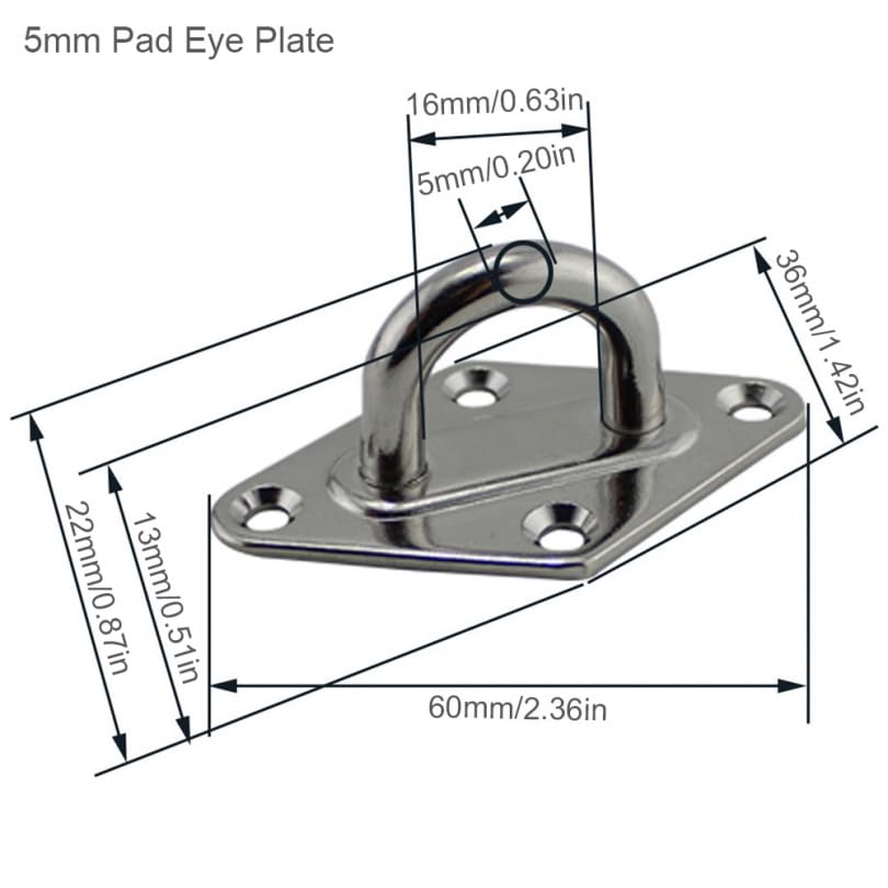Bluedot Trading 316 Stainless Steel Corrosion Resistance Anti-Rust Sun Shade Sail Installation Hardware Kit made for Triangle Shaped Shades, 8-inch (2 Pack)
