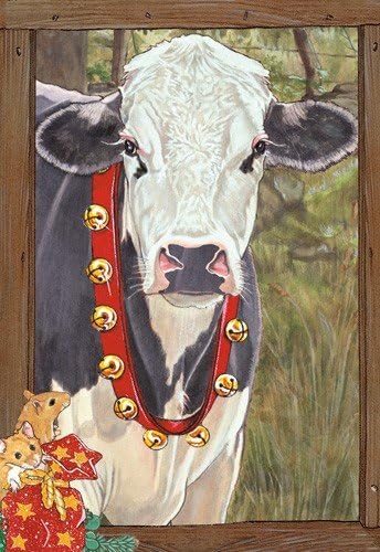 C606 Cow Black White Farm Christmas Boxed Cards - Pack of 10