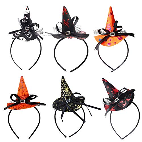 Halloween Stirnband, BESTZY 6 Stück Stirnband Hexenhut Haarreif Hexenhut Stirnbänder Hexenhut Haarreif für Kostüm Halloween Party Dekoration Cover