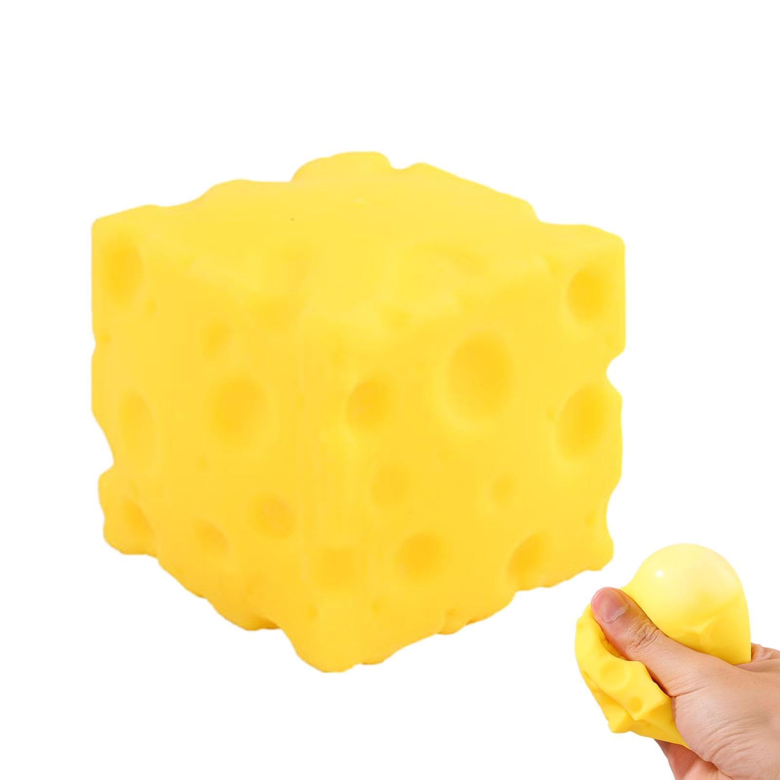 Cheese Squish-y,Lovely Unbreakable Cute Cheese, Soft And Calming Texture For Relaxation, Sensory Squeeze C heese Cube, Stress Relief Aid, For Students Adults Home School And Travel,2.76x2.76x2.76 Inch