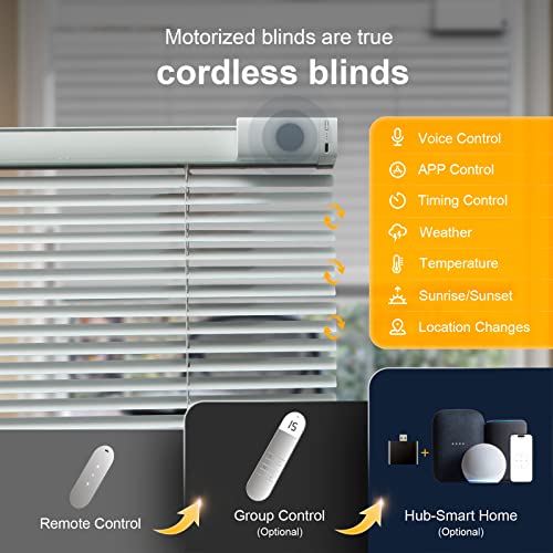 Motorized Blinds Smart Blinds With Remote Control Solar Powered Blinds Window Blinds Cordless Automatic Blinds Electric Blinds Windows Light Filtering Compatible With Google Alexa,White 25" Wx64 H #TOP1