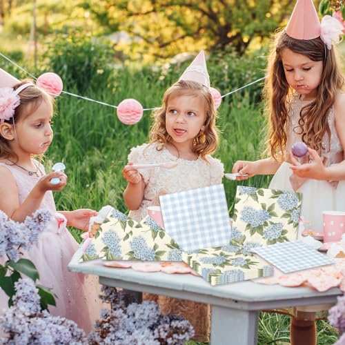 image for CMUSKO 40Pcs Floral Napkins-Blue White Party Supplies Vintage Flower P