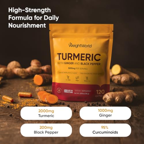 Image of WeightWorld Turmeric with Black Pepper & Ginger Extract |120ct, 60 Servings