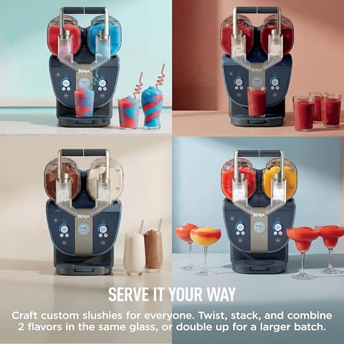Image of Ninja SLUSHi Twist Smart Frozen Drink Maker with Dual SlushAssist | Dual Barrel for 2 Flavors at Once | 144 oz |14 Temperature Controls, Frozen Cocktails, Margaritas, Slushies & More | Blue | FS701BL