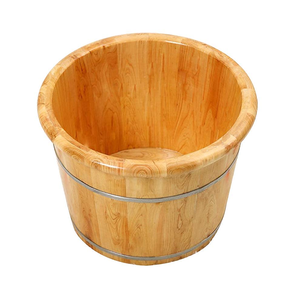 Wiadro do kąpieli z naturalnego drewna, drewniana beczka do kąpieli stóp do użytku domowego, umywalka z litego drewna dla dorosłych zgodnie z wanną do pedicure, 30 cm wyższa niż beczka do kąpieli stóp