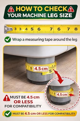 Image of Heavy Duty Adjustable Anti-Vibration Pads for Washing Machine & Refrigerator - Shock Absorbing Feet & Noise Cancellation Stand - Height Extension Leg for Easy Cleaning (Set of 4, Grey)