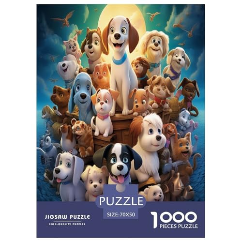 Rompecabezas imposible de 1000 piezas de cachorros, un juego de mesa creativo de 70x50 cm.