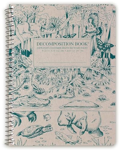 Decomposition Everglades College Ruled Spiral Notebook - 9.75 x 7.5 Journal with 160 Lined Pages - 100% Recycled Paper - Notebooks for School Supplies