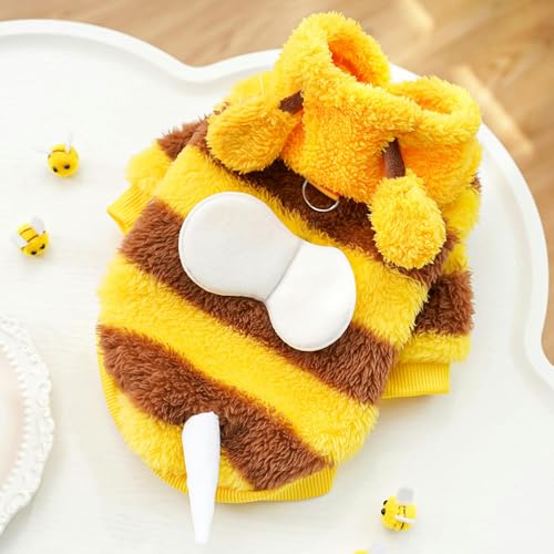 MYLLJBD Hundemantel Bienenkostüm mit Kapuzenpullover für Haustiere, Halloween-Kostüm und Kleidung für Katzen-Bienentransformation-S