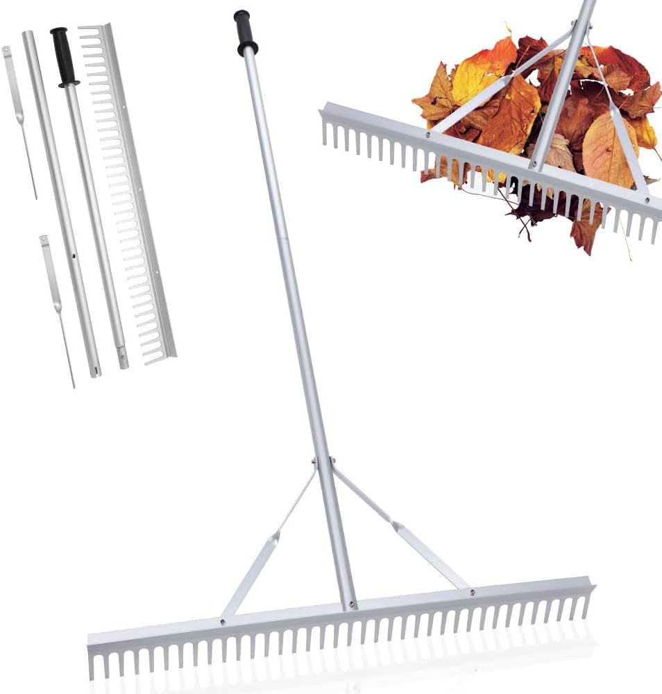 Landscape Rake 36'', Aluminum Rake with Lightweight 68'' Long Handle