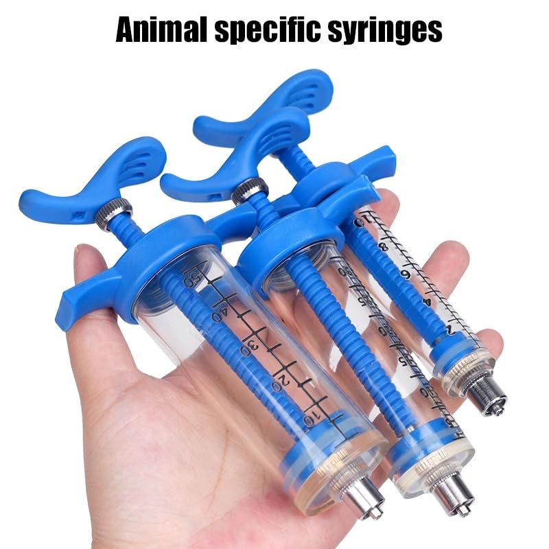 Dispositivo Veterinario per Somministrazione Siringa Veterinaria in Plastica per per Animali da 10/30/50ML con Ago per Alimentazione di Uccelli per Pollame(30ml Blue)