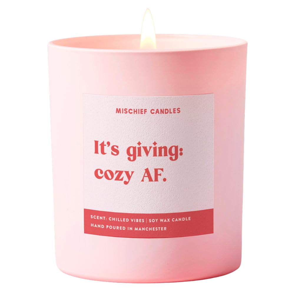 Funny Friendship Gift for Her Friend Gifts Scented Soy Wax Pink Candle (It's Giving Cozy AF)