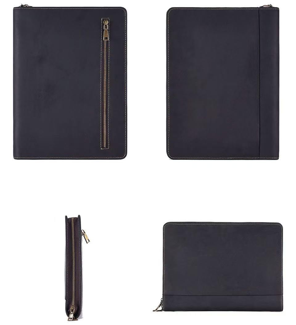 Zapinany na zamek organizer do notatek, skórzany segregator do planowania, 33 cm teczka na dokumenty, rozmiar listu, wizytówka, tablet, etui na dokumenty dla mężczyzn i kobiet
