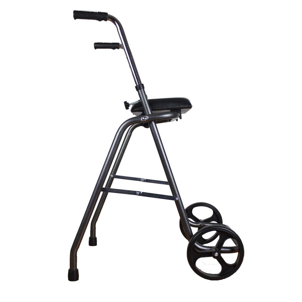 Andador plegable con dos ruedas y asiento