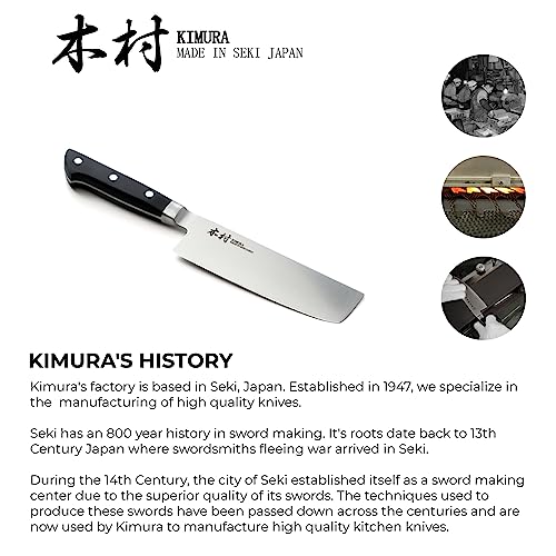 Image of Kimura Nakiri Knife, [Made in Japan], 6.5 inch Professional Chef Knife, Ultra Sharp High Carbon Molybdenum Stainless Steel Kitchen Knives, Chefs Knife with Ergonomic Handle - Japanese Chef's Knife