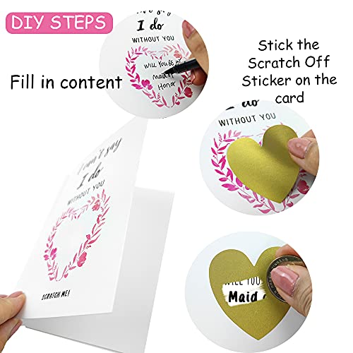 Zcmy I Can't Say Do Without You- Bridal Party Proposal Wedding Card,Bridesmaid Request,Bridesmaid Gifts For Wedding,Present From Bride Card(2 Cards + 2 Hearts Scratch Off Stickers), 6.3X4.5Inch #TOP2