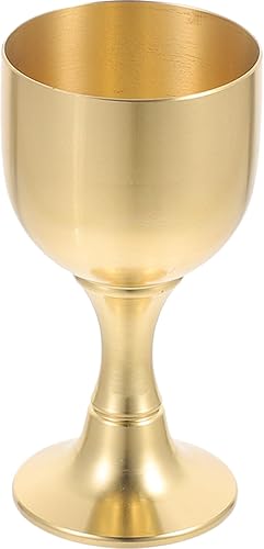 VOSAREA Mini copa de cáliz vintage de metal vasos de chupito de comunión dorados, copas de vino de altar de latón, cuenco de oferta de agua de Buda