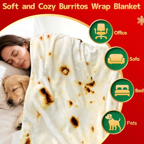 image for CASOFU Burrito Tortilla Throw Blanket 60 inches for Adult Kids, Novelt