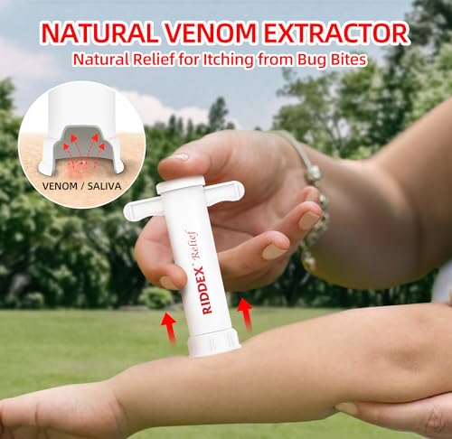 RIDDEX Relief Bug Bite Suction Tool - Natural & Chemical Free Insect Bite Itch Relief for Bug Bee and Fly Stings, Reusable, Great for Camping, Hiking and Travel, Mosquito bite Relief Treatment 2 Pack