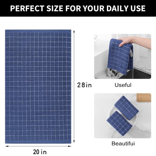 Image of Homaxy 100% Cotton Terry Kitchen Towels, Large 4 Pack, Navy Blue