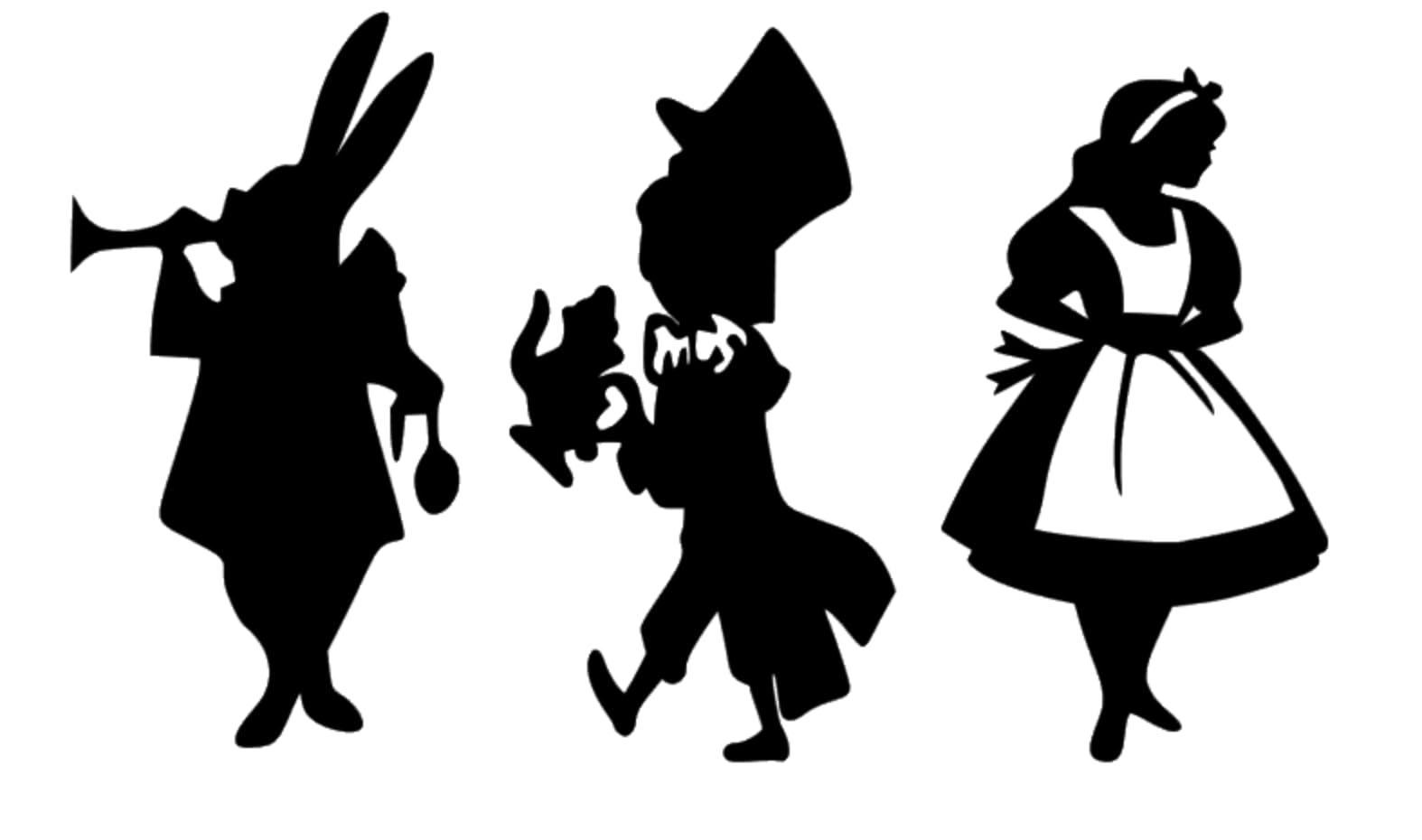 Babc Black 3 X Wall Decal Xl, Alice In Wonderland, White Rabbit And Mad Hatter…