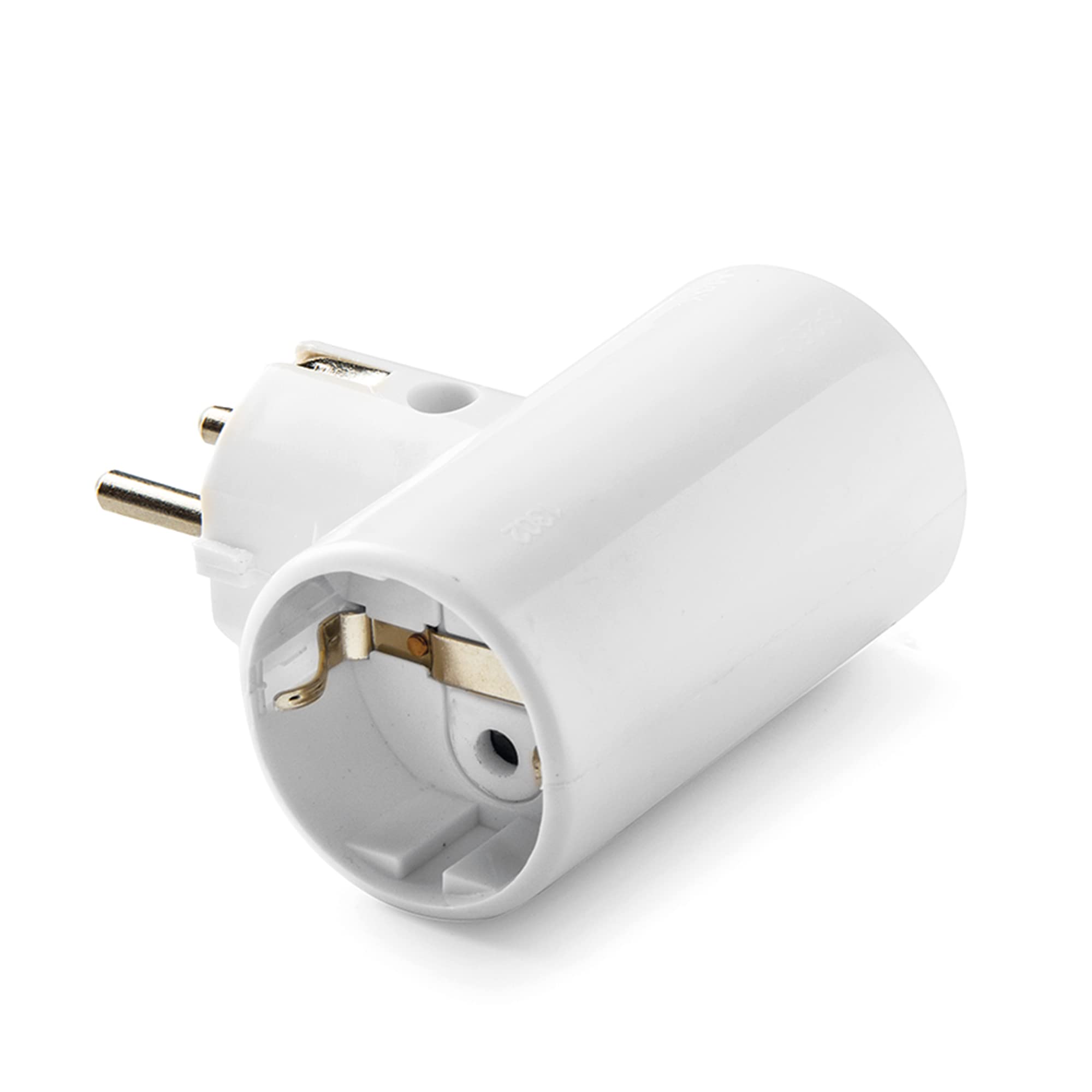 FAMATEL – Adaptador enchufe doble | TT lateral | 16A | 250V | Portacontactos en cerámica, reforzado | Blanco Marfil