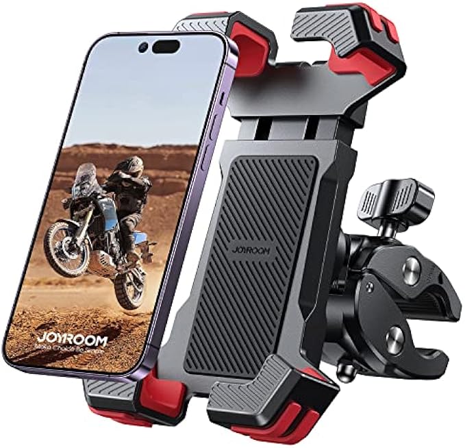 JOYROOM Motorcycle Phone Holder Mount, [1s Lock] Bike Phone Holder with Quick Install Handlebar Clamp, for Bicycle Scooter ATV/UTV, Fit for iPhone 14 Pro Max/13/12, Samsung Galaxy S23 and All Phones