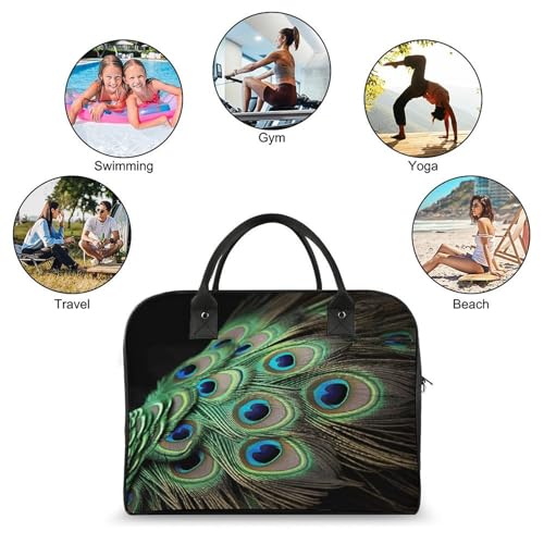 Bolso para portátil con diseño pluma de pavo real verde miniatura 4
