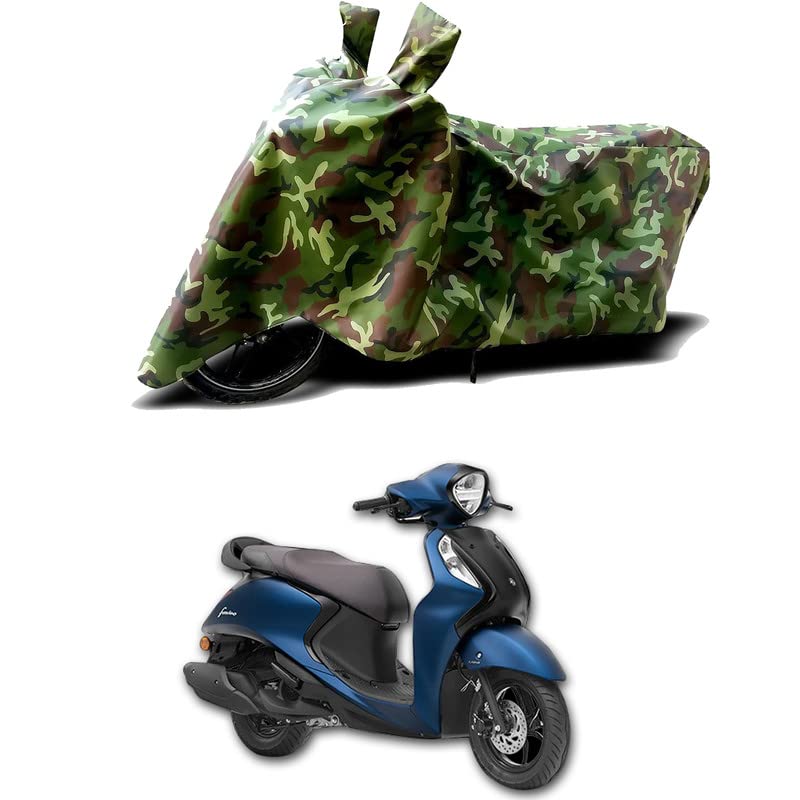 Image of 100% Water Resistant Bike Scooty Two Wheeler Body Cover Compatible for Yamaha Fascino 125 Drum /UV-Rays /Heat Protection /Birds Dropping /Scratchproof /Dust Proof /Waterproof /All [Green MJ]