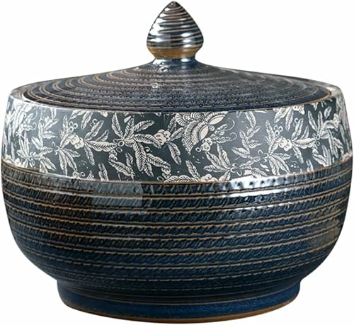 FKINGLRK Cubo de cerámica para arroz con Tapa, Recipiente Grande de cerámica para arroz, Recipiente para arroz con Tapa para Cocina