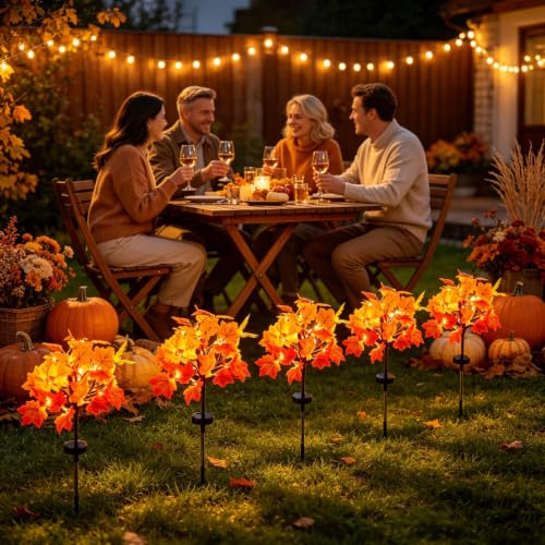Maple Leaves Solar Lights Outdoor Waterproof, Solar Fall Lights 2 Pack - image 4