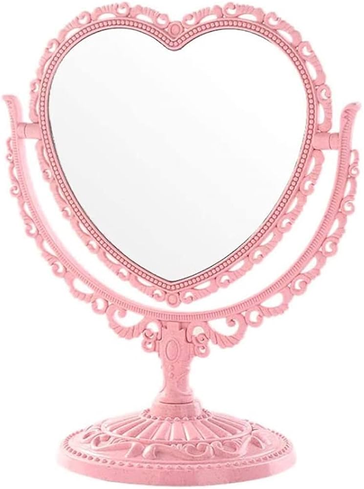 Amazon.co.jp: 卓上 ミラー ハート 型 かわいい お洒落 メイク アップ