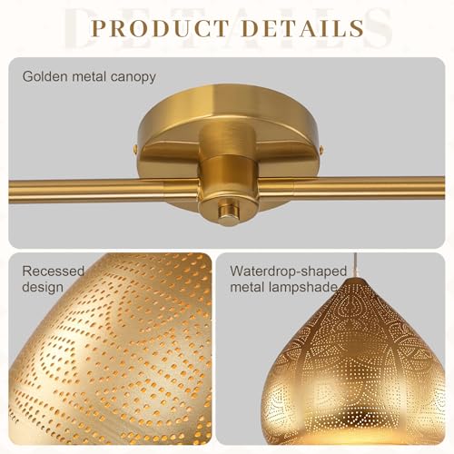 Image of Gold Moroccan Pendant Light 2-Light Moroccan Dome Hanging Light