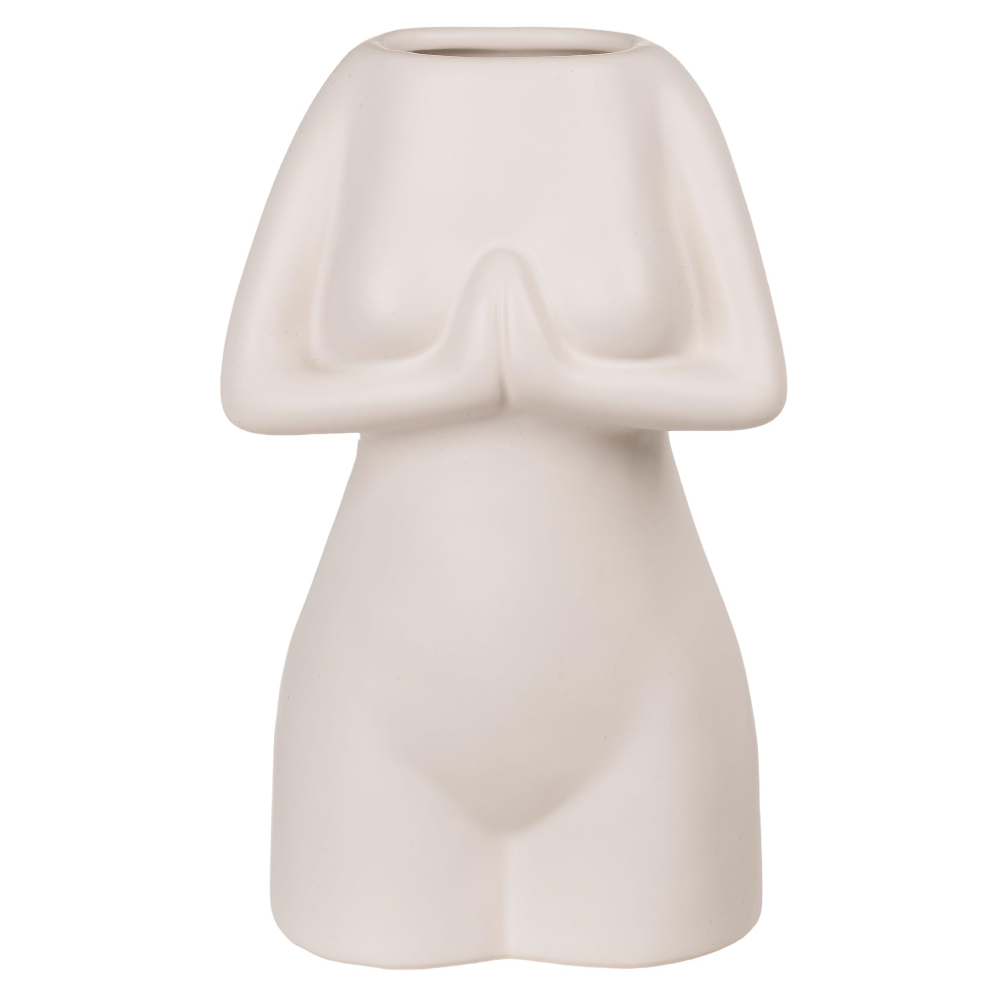 MIJOMA Mini vaso decorativo in ceramica dal design del corpo delle donne, elegante decorazione per la casa, adatto a qualsiasi stile di arredamento, corpo delle donne, 18 cm, bianco