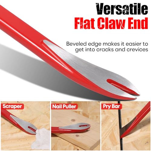 SHALL 3-Piece Nail Puller Tool Set, 12’’, 10’’, 8’’ - Heavy Duty & Mini Cats Paw Pry Bar, Utility Claw Bar, Wonder Bar, 40Cr Alloy Steel Crowbar Tool for Home Remolding & Woodworking - Image 5