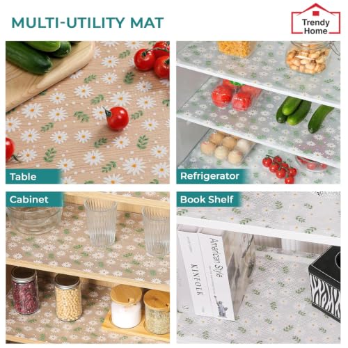 Image of Trendy Home Anti-Slip Mat 45 cm x 3 m for Drawers, Fridge & Shelf Liners | Printed Design, Non-Slip, Food Grade EVA, Washable Kitchen Mat, Leaf Whisper